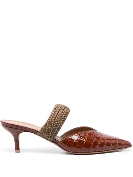 Malone Souliers лакированные мюли Masie 45 с тиснением, коричневый