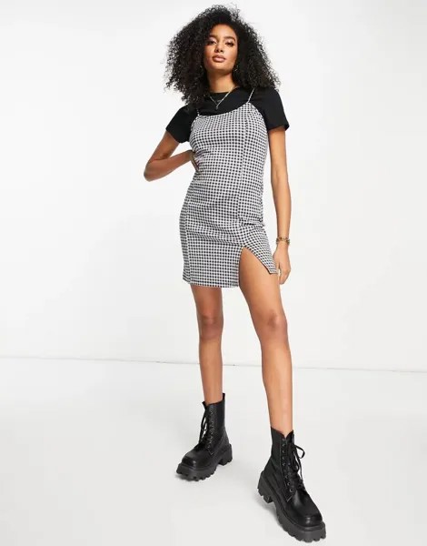 Эксклюзивное черно-белое мини-платье в клетку Vero Moda FRSH