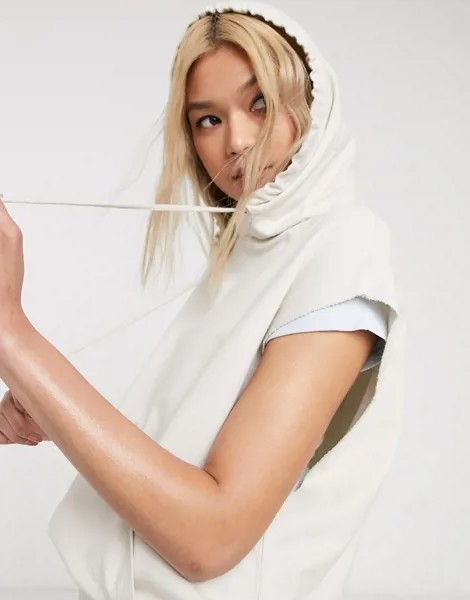Худи светло-бежевого цвета без рукавов ASOS DESIGN-Neutral