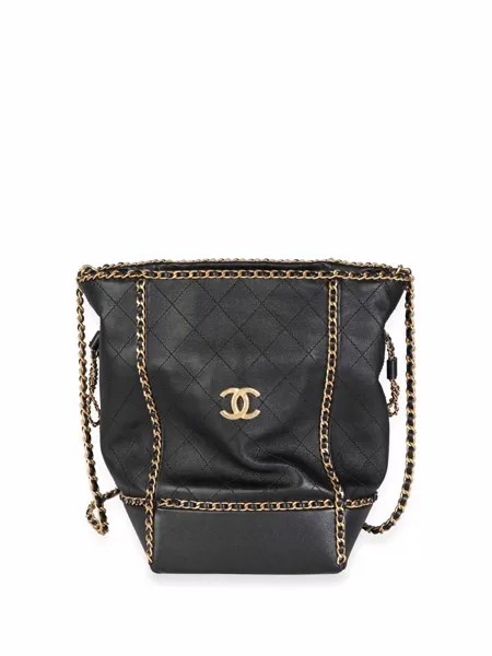 Chanel Pre-Owned стеганая сумка-ведро с логотипом CC