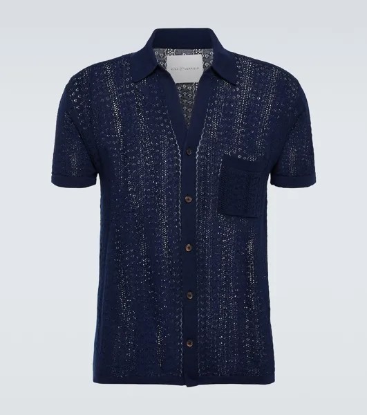 Ажурная рубашка из шерсти King & Tuckfield, синий