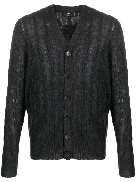 ETRO кашемировый кардиган фактурной вязки, серый