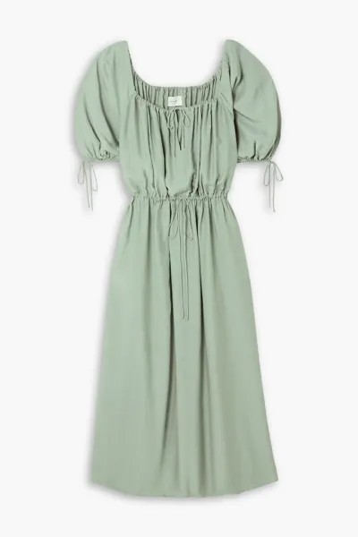 Платье макси Savannah из поплина со сборками JOSLIN, зеленый