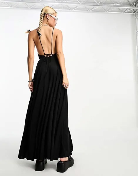 Черное полупрозрачное платье миди Weekday Peyton