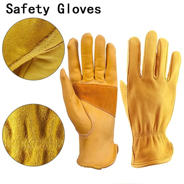 Защитные перчатки из воловьей кожи желтого цвета, защитные перчатки для работы в саду, защитная одежда, защитные рабочие перчатки для сварки, охоты для мужчин