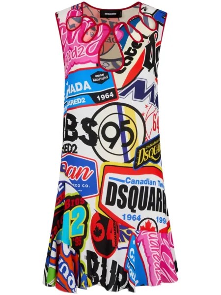 Dsquared2 платье мини с графичным принтом, розовый