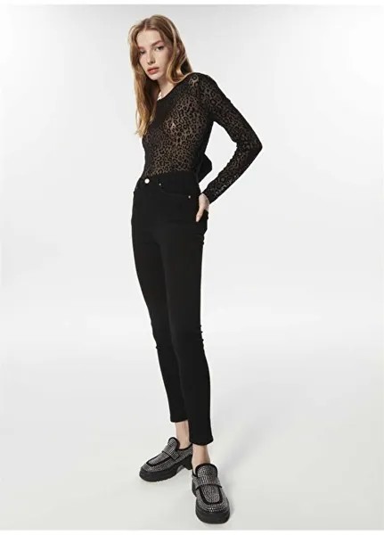 Черные женские джинсовые брюки Skinny с нормальной талией до щиколотки Twist