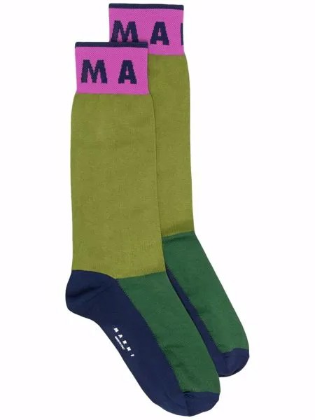 Marni носки в стиле колор-блок с логотипом