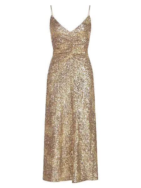 Платье макси с пайетками Alesandra Halston, цвет gold tonal