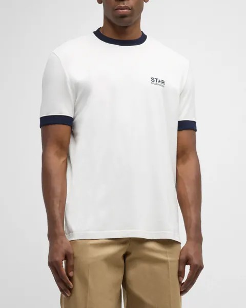 Мужская футболка со звездой и логотипом Golden Goose, цвет Heritage White Dark Blue