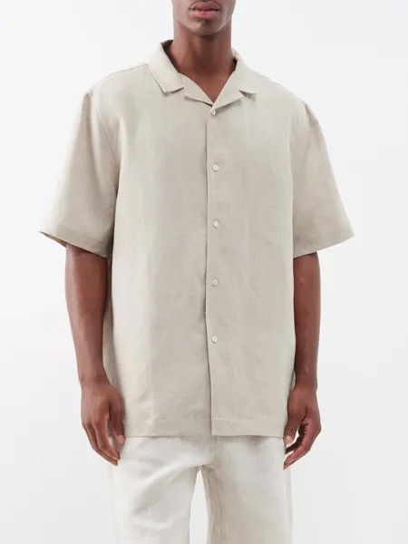 Льняная рубашка с кубинским воротником Albus Lumen, бежевый