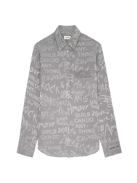 Рубашка из шелкового жаккарда Morning Manifesto Zadig & Voltaire, цвет gris moyen