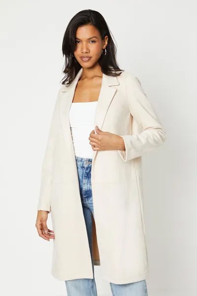Удлиненная куртка из замши с поясом Dorothy Perkins, бежевый