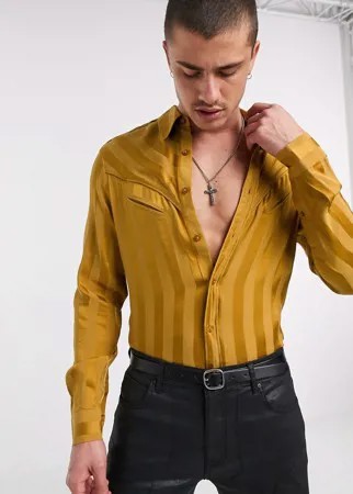 Атласная рубашка в стиле вестерн с длинными рукавами ASOS EDITION-Желтый