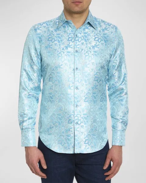 Мужская шелковая спортивная рубашка The Blue Eyes Robert Graham