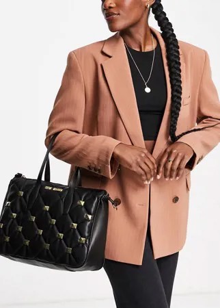 Черная стеганая сумка-тоут с ремешком Steve Madden-Черный цвет