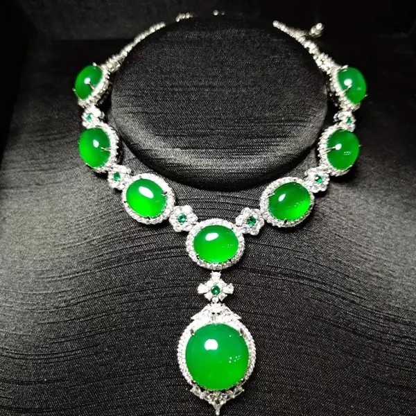 Ожерелье из серебра и нефрита, женские модные подвески, ювелирные изделия из натурального зеленого нефрита, нефрита из Мьянмы с изумрудом из циркония, чокеры, дамские подарки