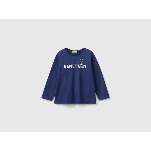 Лонгслив UNITED COLORS OF BENETTON,  для мальчиков, хлопок, размер 82 (1Y), синий
