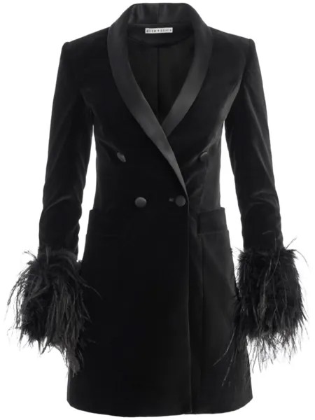 Alice + olivia платье мини Latoya с перьями, черный