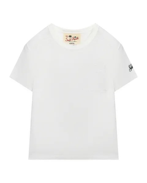 Льняная футболка с накладным карманом, белая Saint Barth