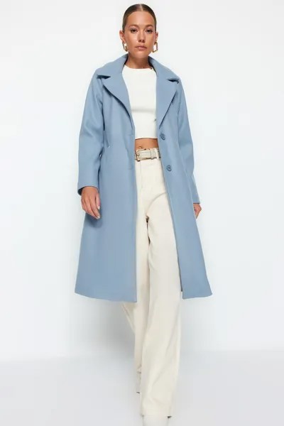 Пальто Trendyol длинное с вышивкой, синий