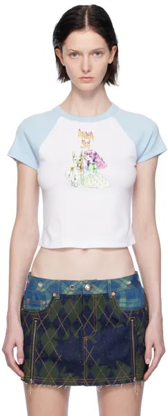 Anna Sui Сине-белая футболка реглан