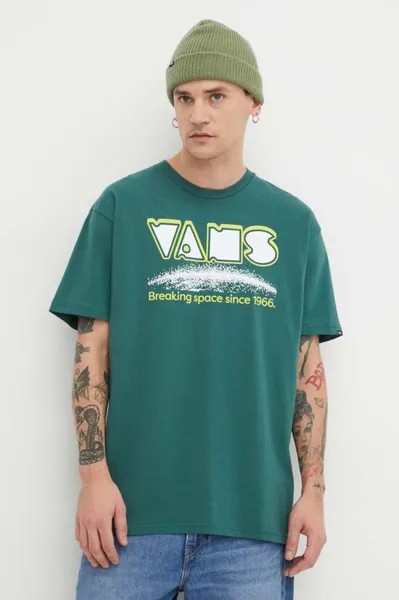 Хлопковая футболка Vans, зеленый