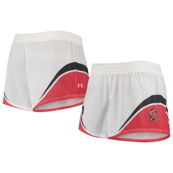 Женские шорты из сетки Under Armour белого/красного цвета Maryland Terrapins Under Armour