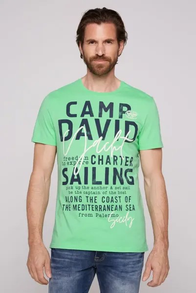 Рубашка CAMP DAVID с круглым вырезом, хлопок, зеленый