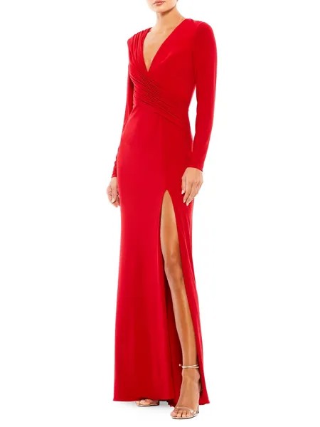 Платье из джерси с рюшами Mac Duggal, красный