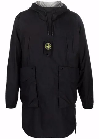 Stone Island плащ с капюшоном и нашивкой-логотипом