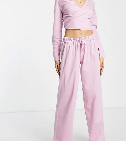 Розовые пижамные брюки из органического хлопка ASOS DESIGN Petite - «Выбирай и комбинируй»-Розовый цвет