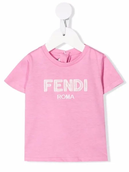 Fendi Kids футболка с вышитым логотипом