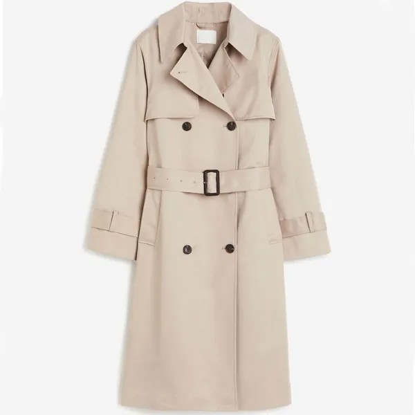 Тренч H&M Double-breasted Twill, бежевый