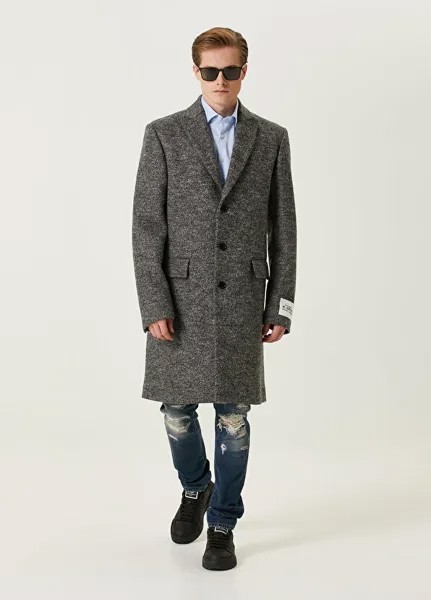 Серое шерстяное пальто Dolce&Gabbana