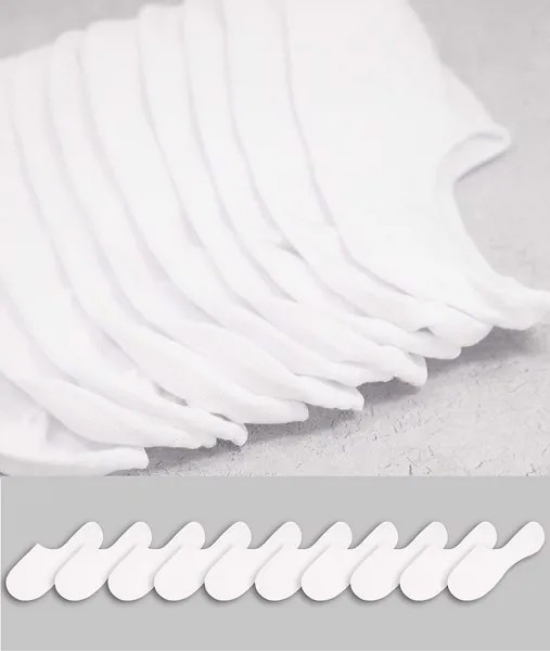 Набор из 10 пар невидимых носков белого цвета Jack & Jones-Белый