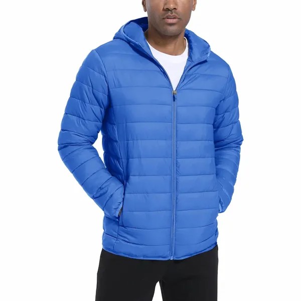 Утепленная легкая куртка с капюшоном Tacvasen Puffer Water-Repellent Windbreaker, голубой