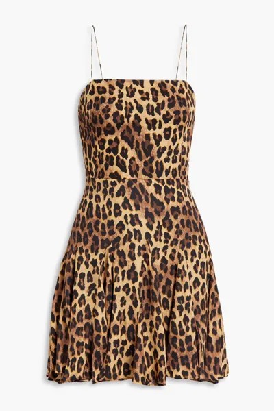 Креповое платье мини Ginny с леопардовым принтом Alice + Olivia, цвет Animal print