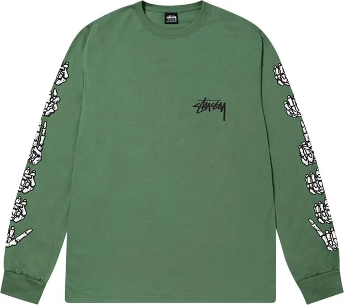 Лонгслив Stussy Hands Long-Sleeve Tee 'Green', зеленый