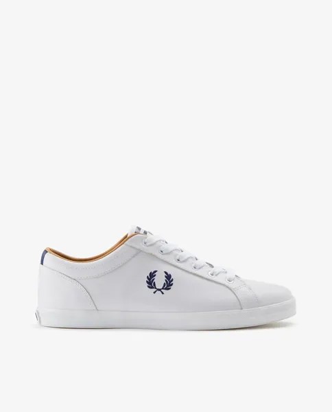 Кожаные кроссовки унисекс с белыми шнурками и логотипом сбоку Fred Perry, белый