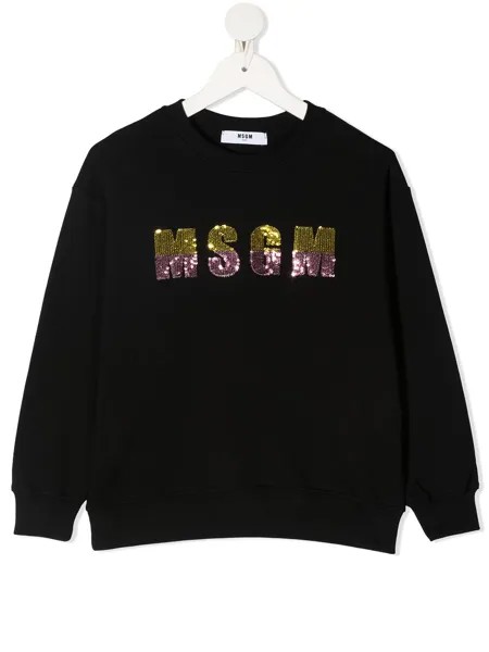 MSGM Kids толстовка с логотипом из пайеток