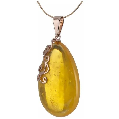 Подвеска Amberprofi, серебро, 925 проба, золочение, янтарь