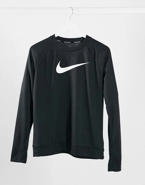 Черный лонгслив с круглым вырезом и логотипом Nike Running