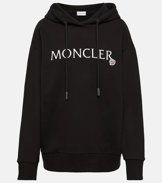 Худи с логотипом из хлопка MONCLER, черный