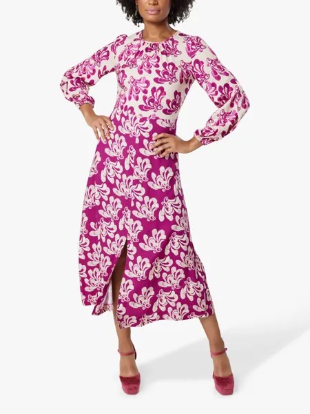 Платье миди со сборками и воротником Closet London, Пурпурный
