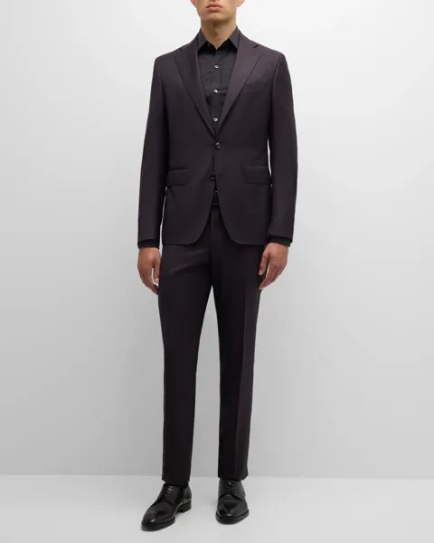 Мужской шерстяной костюм 130-х годов в клетку в тон Canali, цвет Dark Red