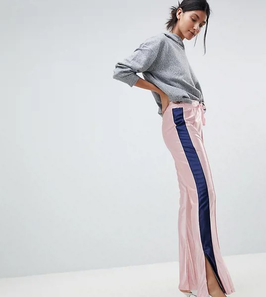 Расклешенные спортивные штаны с отделкой по бокам ASOS TALL-Розовый