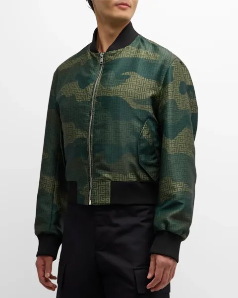 Мужской бомбер Shantung с камуфляжным принтом и монограммой Balmain, цвет Multi Khaki