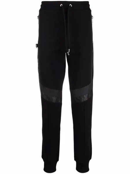 Les Hommes faux leather panelled track trousers
