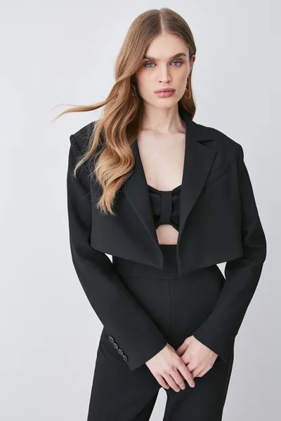 Компактная укороченная куртка эластичного кроя Karen Millen, черный